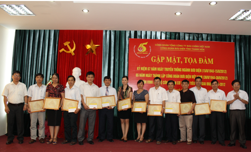 Bưu Điện tỉnh Thanh Hoá tôn vinh 25 cán bộ Công đoàn cơ sở giỏi, tiêu biểu giai đoạn 2008-2012