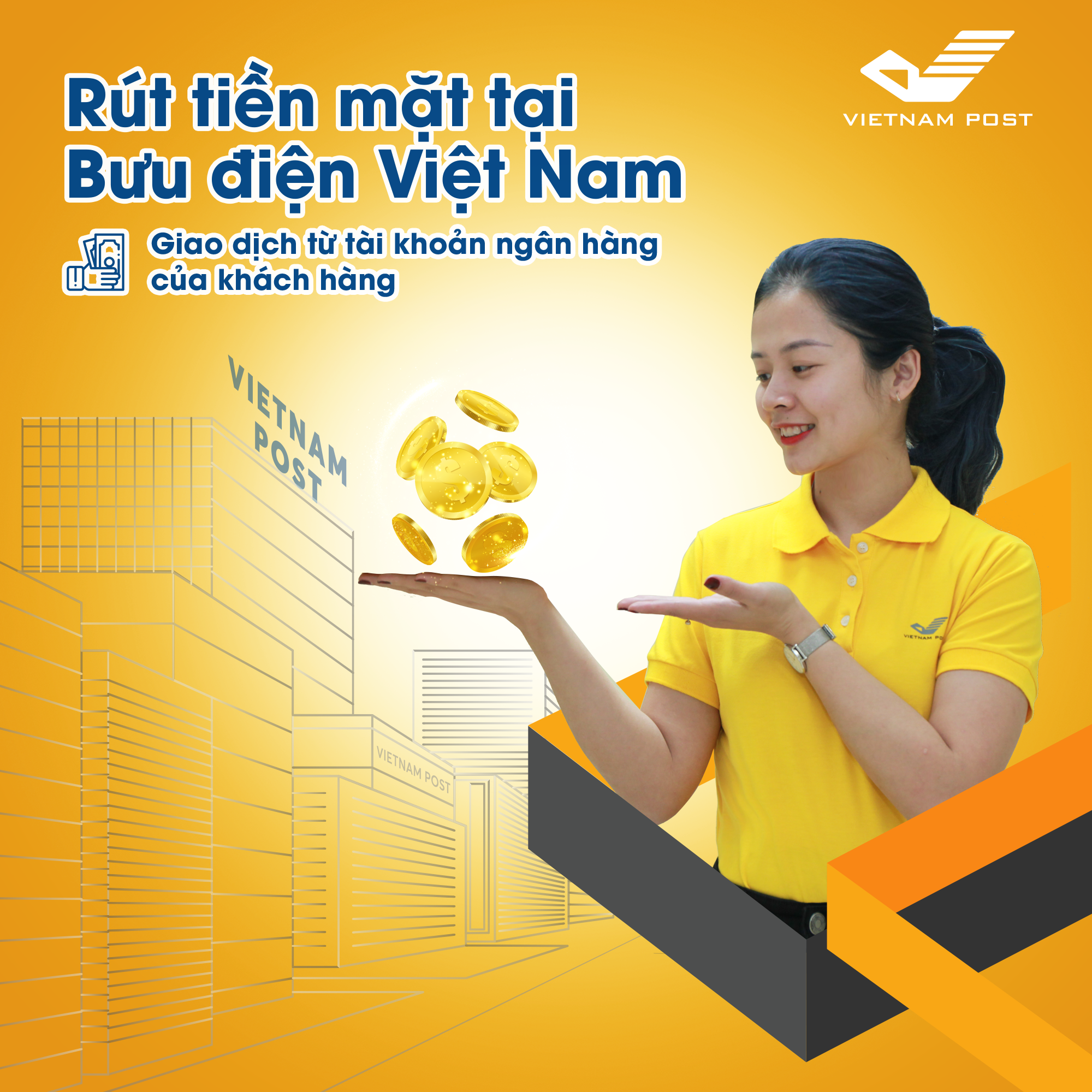 Chủ tài khoản ngân hàng có thể rút tiền mặt qua hệ thống Bưu điện