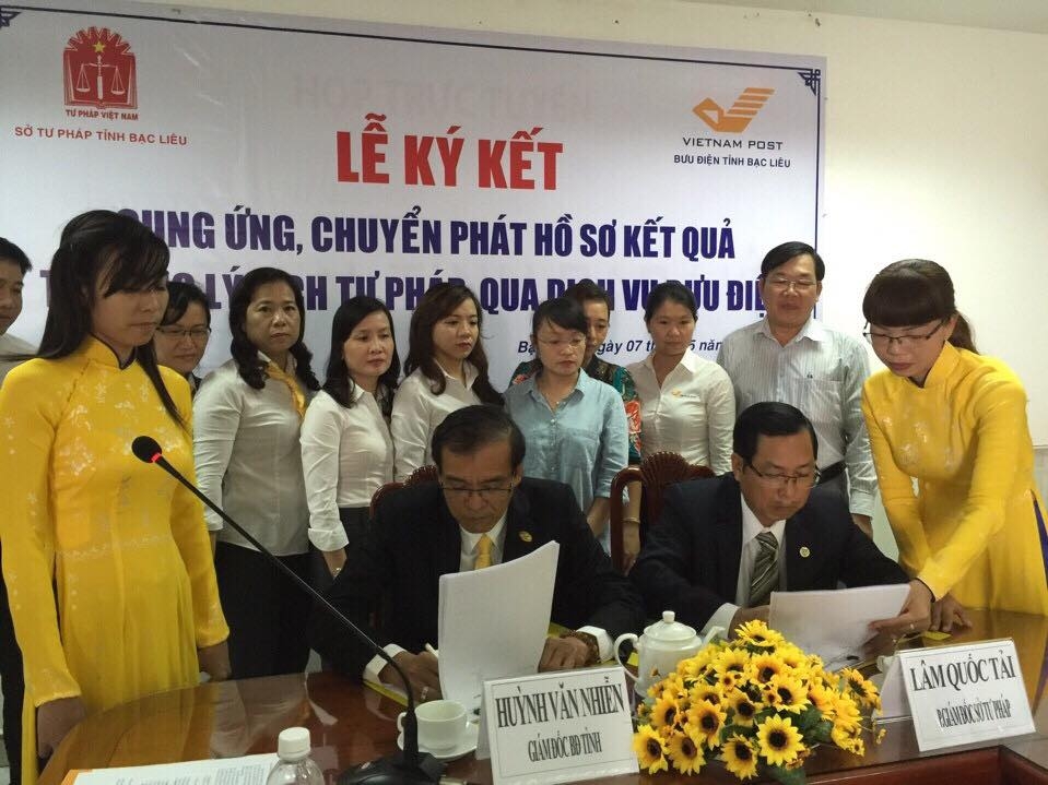 Bưu điện Bạc Liêu chuyển phát kết quả cấp phiếu lý lịch tư pháp