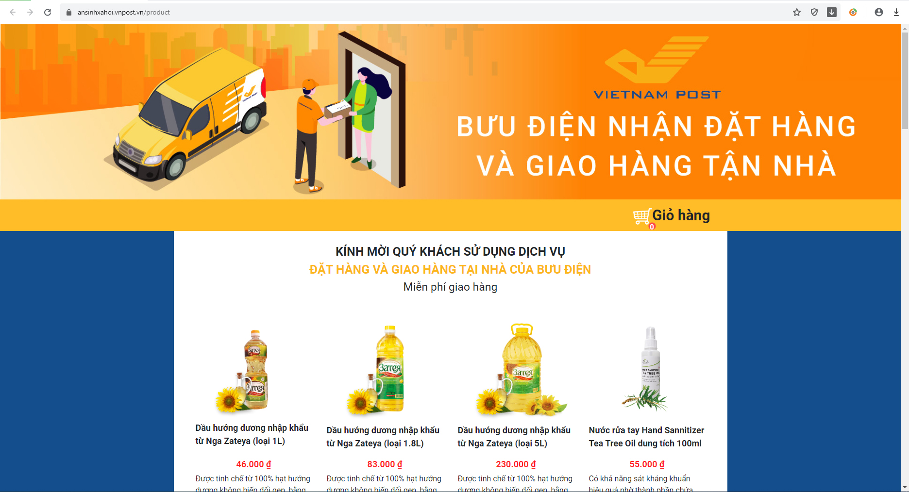 Vietnam Post miễn phí giao hàng khi đặt mua sản phẩm tiêu dùng
