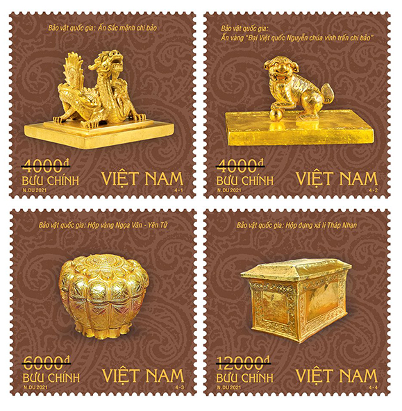 Giới thiệu bộ tem “Bảo vật quốc gia Việt Nam (bộ 2): Đồ vàng”