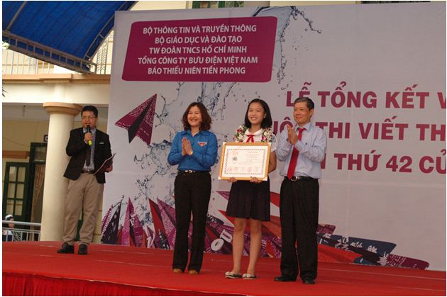 Bức thư giành giải Nhất quốc gia và giải Khuyến khích quốc tế cuộc thi viết thư UPU 42