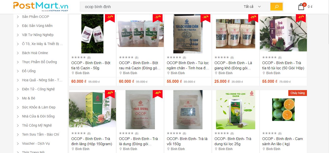 Bình Định: Đẩy mạnh tiêu thụ các sản phẩm OCOP trên sàn TMĐT Postmart