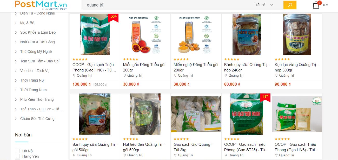 Sản phẩm OCOP Quảng Trị đắt khách trên sàn TMĐT Postmart