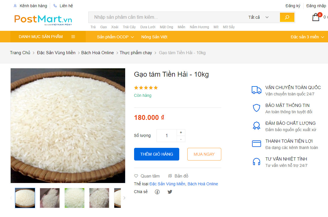 Kết nối tiêu thụ sản phẩm gạo Thái Bình trên sàn thương mại điện tử
