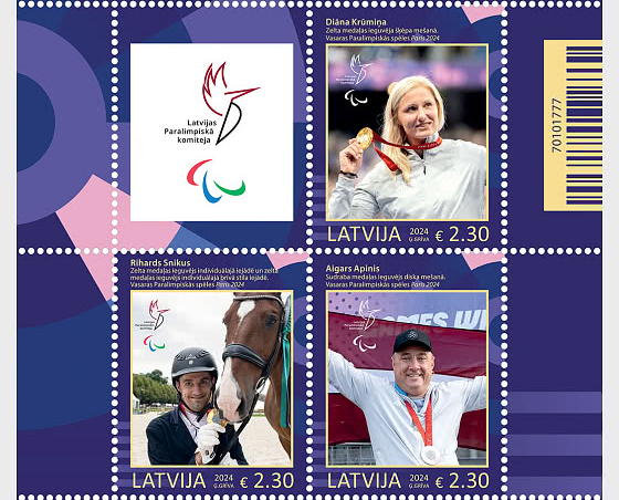 Bưu chính Latvia phát hành tem về người đoạt huy chương Paralympic 2024
