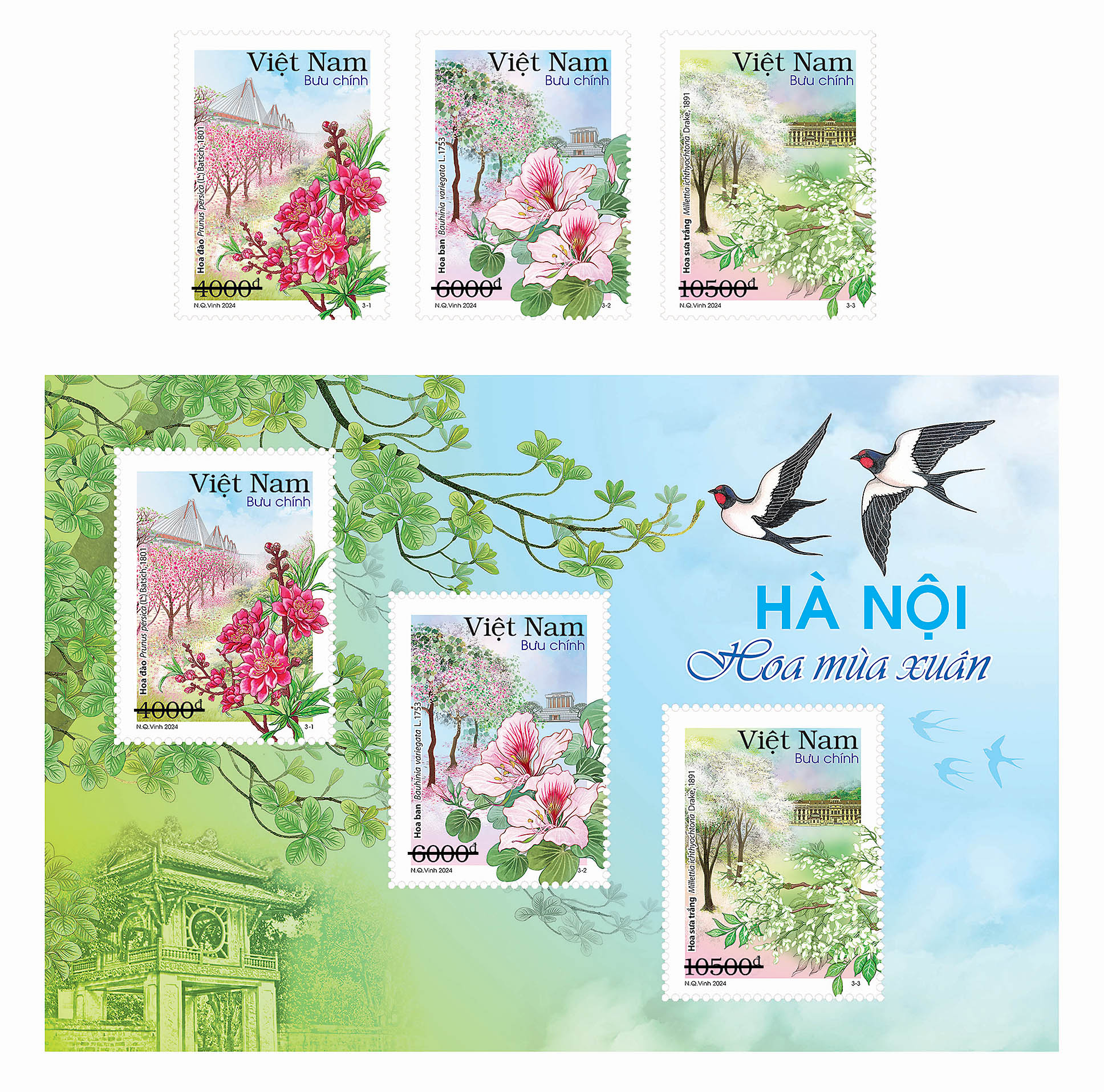 Giới thiệu bộ tem “Hà Nội 12 mùa hoa – Bộ 1”