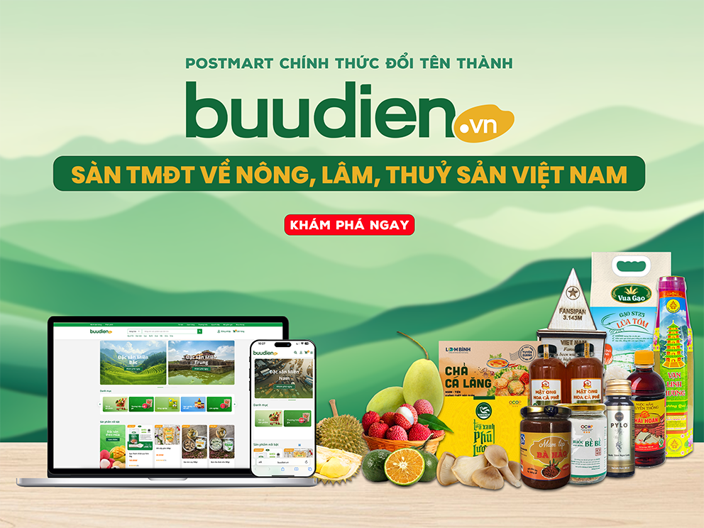 Sàn TMĐT Postmart đổi tên thành Buudien.vn chuyên nông, lâm, thủy sản