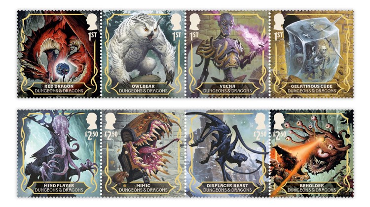 Bưu chính Anh phát hành tem kỷ niệm 50 năm ra đời trò chơi trực tuyến Dungeons & Dragons